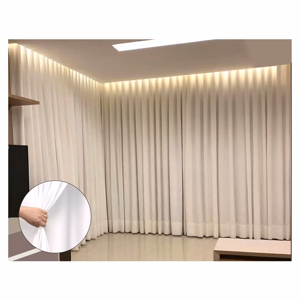 Cortina Gaze De  Linho E Blackout 100%  - 8m X Altura Sob Medidas - Trilho Suiço Duplo