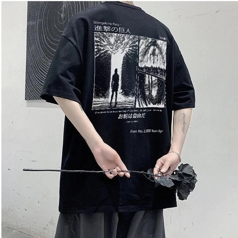 Imagem Camiseta T-shirt Unissex Algodão Anime Attack On Titan Shingeki no Kyojin AOT Eren