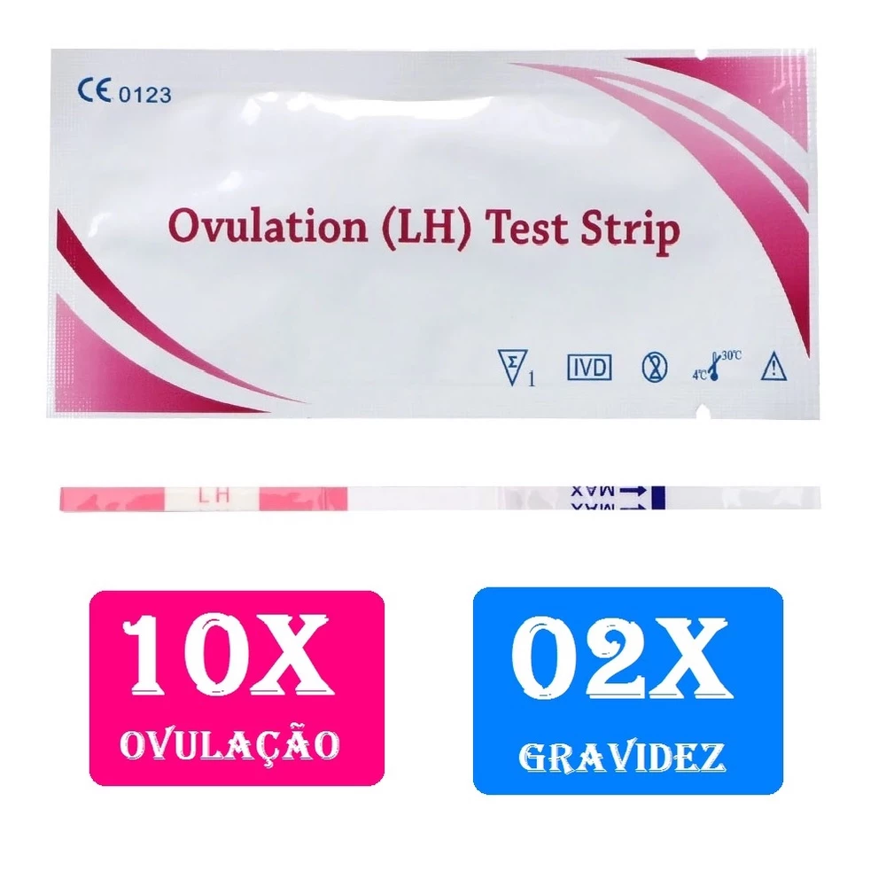 10 Testes de Ovulação + 02 Testes de Gravidez