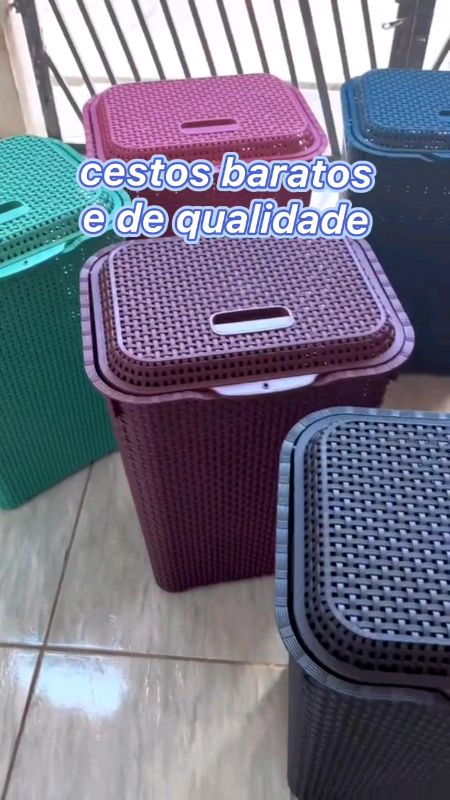 Cesto de Roupas 50L com tampa #cesto #lavanderia #cestoderoupas