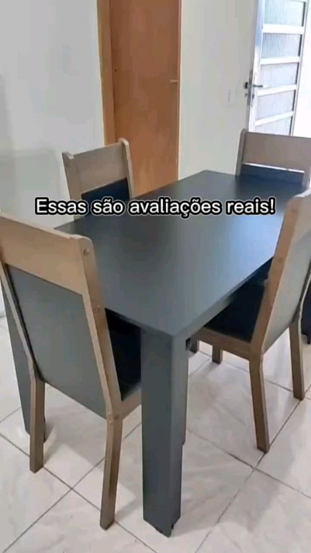 Conjunto sala de jantar Madesa Havana mesa em tampo de madeira  com 4 cadeiras