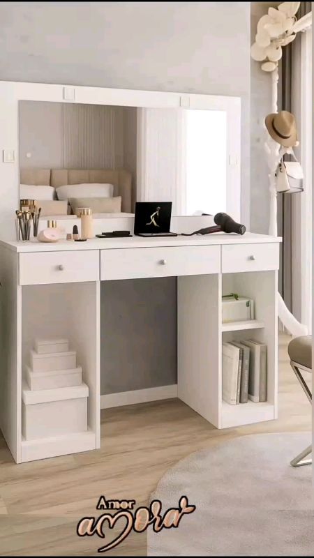 Penteadeira Camarim Margot 2 Portas 3 Gavetas Porta Jóias Branco #pentiadeira#pentiadeiradequarto#organizadordemaquiagem