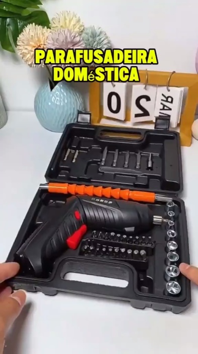￼Kit Parafusadeira Doméstica com maleta Leve Portátil USB Recarregável-YUMI