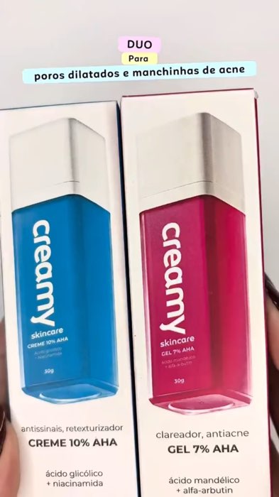￼Duo Para Poros - Esfoliante Químico Ácido Glicólico + Gel Clareador Antiacne - Ácido Mandélico - Creamy Skincare #creamy #skincare #cuidadoscomapele