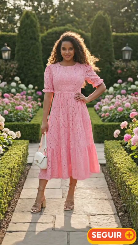 Vestido Rosa Modesto, perfeito para a Missa e outras ocasiões! #modestia #feminina #feminilidade #missa #veu #pureza #pudor #Recato