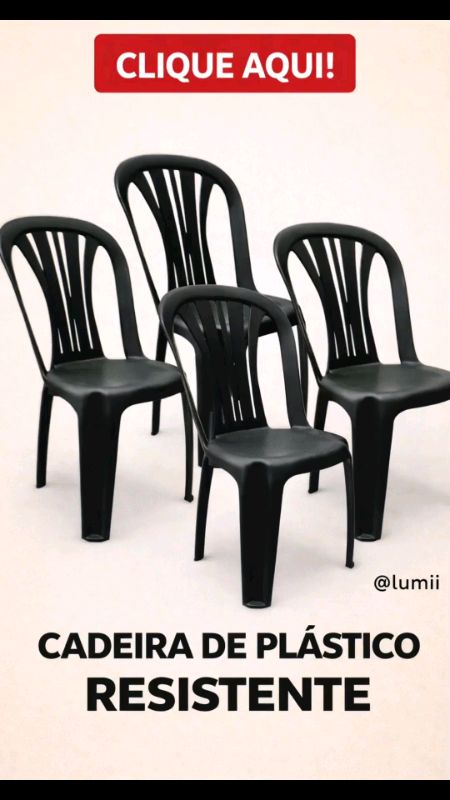 CADEIRA DE PLÁSTICO RESISTENTE #cadeiradeplastico #cadeiraplastica #cadeiraempilhavel #cadeirapreta #usoexterno #areaexterna #utilidadesdomesticas