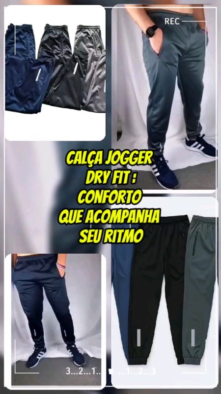 Calça Jogger Dry Fit Academia Masculina Adulta com Bolso Zíper Flanelada#calça#masculina#academia