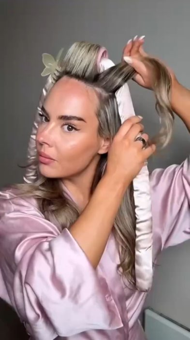 Fita Cetim Modelador de Cabelo Heatless Curls com xuxinhas ✨ ondas sem calor, prática e confortável #heatlesscurls #modeladordecabelo #ondassemcalor #