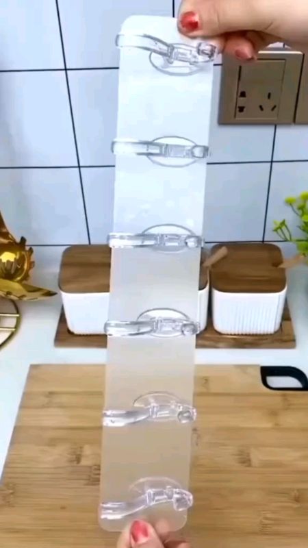 Gancho De Parede Com 6 Suportes Transparente Adesivo Faixa #cozinha #casa #praticidade #banheiro #gancho #achados #achadinhos #promo #desconto