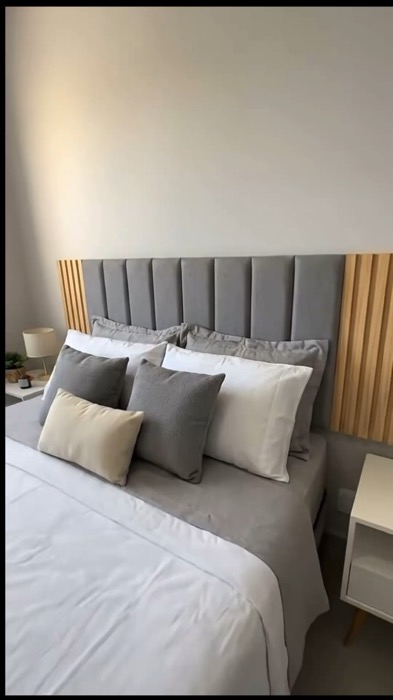 ￼Kit Com Até 12 Peças Cabeceira Modular + Painel Ripado MDF Para Cama Box Casal King Queen - Envio Full