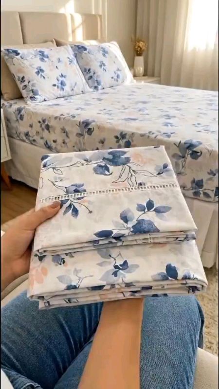 #jogo  de #lençol  #estampado  #floral  Ponto Palito 400 Fios Solteiro Casal Queen Vários Tamanhos