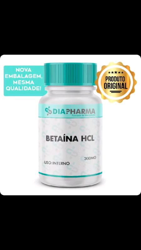 Betaina HCL 300mg - 90 Capsulas #betaina #hcl #capsulas #publi #viral #shoppe #suplemento #medicação #farma