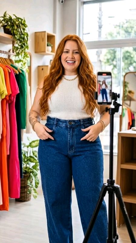 Calça Wide Leg Plus Size use o cupom e adicione no carrinho #plussize #publi Gerado por IA
