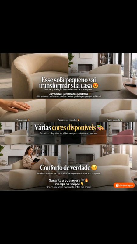 Namoradeira Poltrona Compacta Decorativa Organica Auren 100cm Suede#poltrona#sala