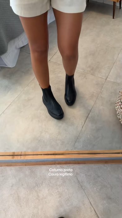 Bota coturno preto cano baixo #BotaFeminina
