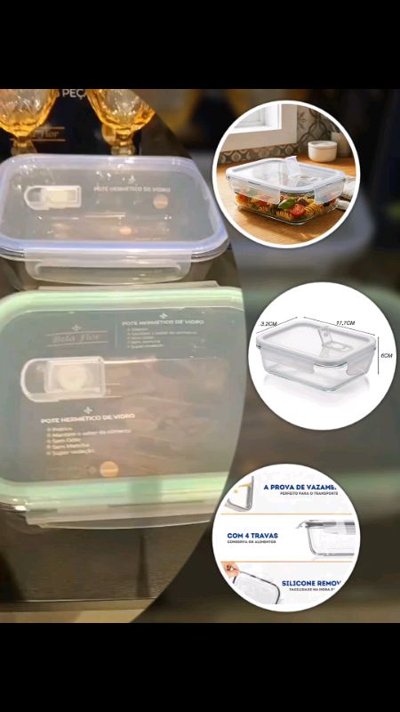 Pote de vidro 700 ml hermético transparente #potehermetico #potedevidro #organizaçãocozinha #portaMantimentos