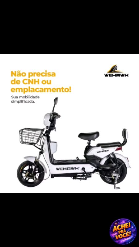 Bicicleta Scooter Elétrica 500W Bike WeHawk WX-03 Basket – Bateria 48V 12Ah Removível #bicicleta #bikeeletrica #WeHawk #moto #scooter #eletrica