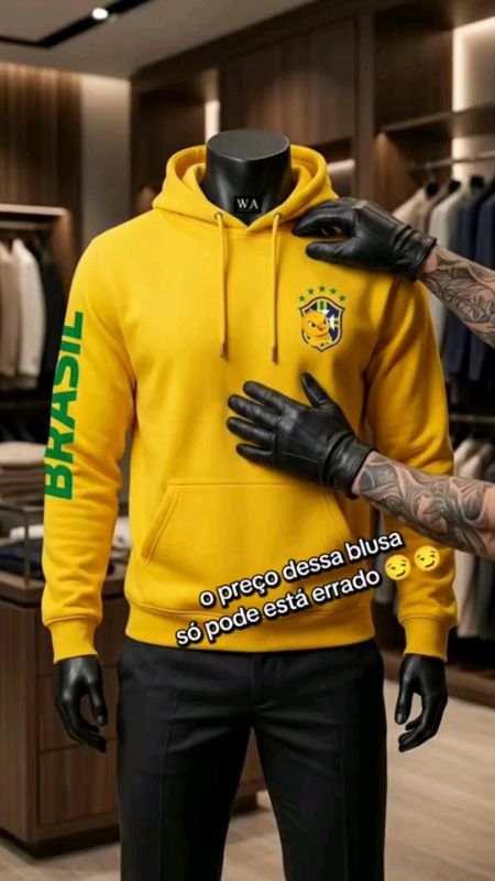 Moletom Brasil 🇧🇷🔥 estilo canguru com capuz e bolso, unissex, confortável e perfeito para torcer com estilo em qualquer ocasião #moletom #moletom