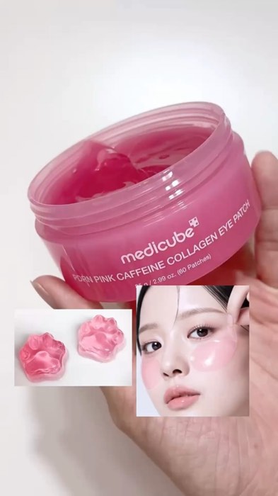 ￼MEDICUBE PDRN Pink Caffeine Collagen Eye Patch 85g #PatchesDeHidrogel #LiftingDeOlhos #OlheirasEInchaco #PeleDePorcelana #skincarecoreano