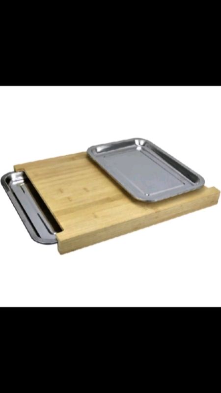 TÁBUA DE CORTE 2 GAVETAS COLETORAS INOX HOME&CO RETANGULAR BAMBU 4x34x44cm NATURAL#tabuadecorte#2gavetas#inox#achadinhos