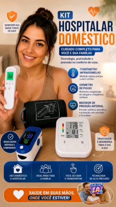 Kit Hospitalar Doméstico completo #KitHospitalar #MedidorDePressao #Oximetro #TermometroInfravermelho #saudeemcasa