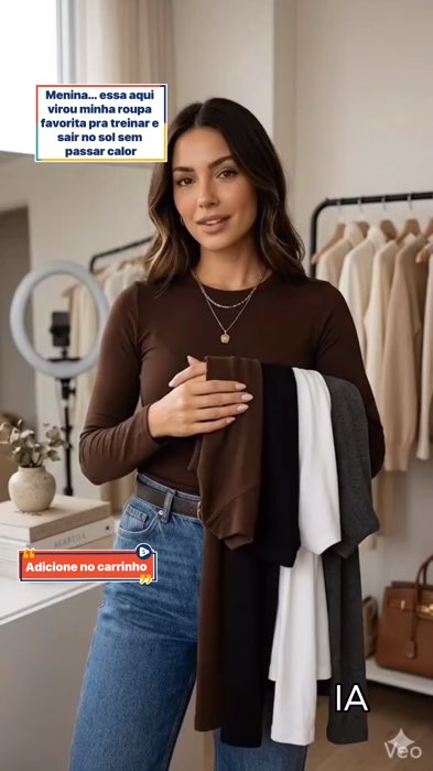 Kit 3 Camisa Térmica Feminina Proteção UV 50+ Segunda Pele Manga Longa