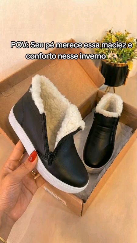 Tenis Botinha Feminino Bota Inverno Forrada Pelos Frio lã Peluciada Confortável#botafeminina#botainverno#botaforrada#frio#lã#botinha#botapeluciada#sho