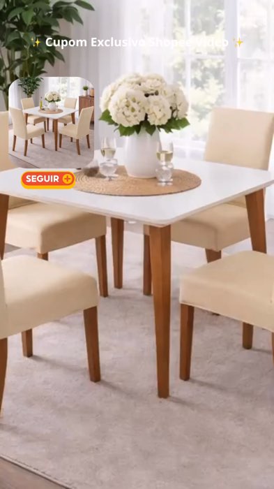 ￼4 Capas de Cadeira Para Sala de Jantar e Cozinha Malha    #capas #cadeiras #jantar #cozinha