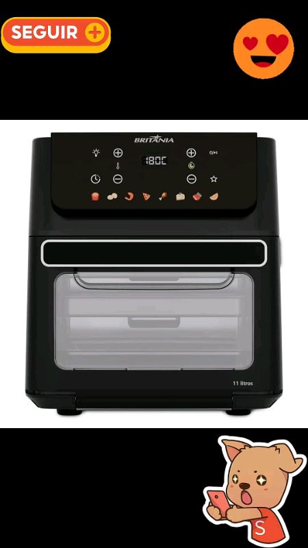 Air Fryer Oven Britânia 11L 8 Funções 1800W BAF11A #airfryer #fritadeira #britania #viral