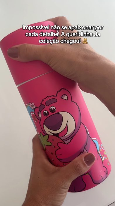 ￼Garrafa de Água Térmica Squeeze Lotso Toy Story 480ml Resistente Escola Passeio Disney