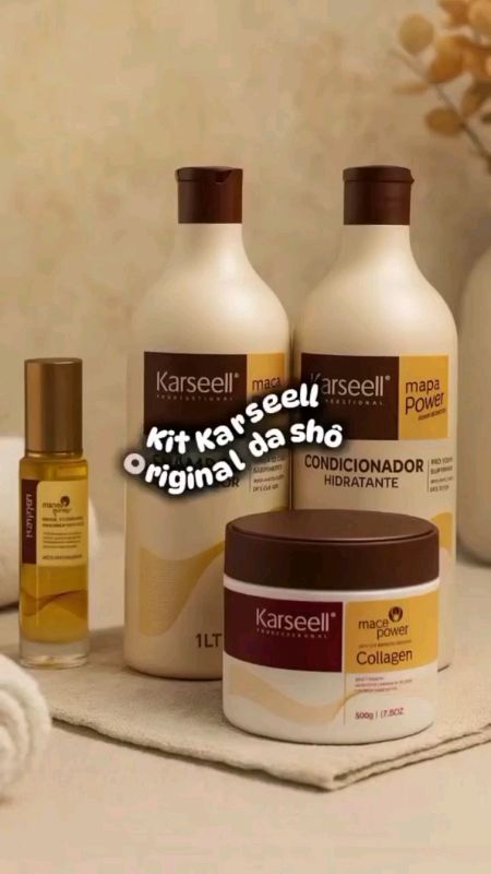 Dê uma olhada em Kit Kameell Colágeno Completo – Shampoo 1L + Condicionador 1L + Máscara 500ml + Óleo 50m #kitshampooecondicionador #cabelos