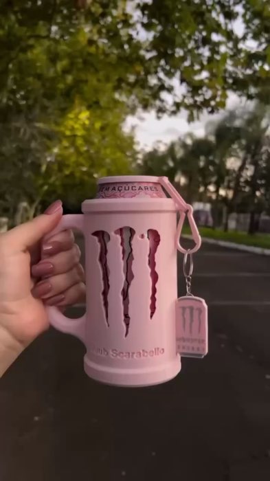 Kit Porta Lata Monster Energy  com Alça + Tampa + Chaveiro Abridor | Suporte Térmico Energético #suportetermico #CopoComAlça #portalata