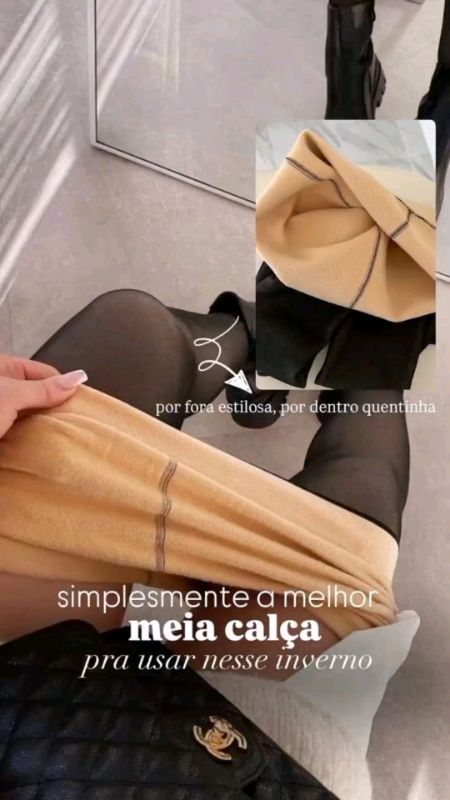Meia Calça Térmica Peluciada 🖤 Elegância por fora e quentinho por dentro! Perfeita para o inverno. #meiacalca #inverno #tamanho #modafeminina #shopee