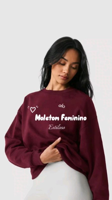 🛍Coloque na Sacolinha. Moletom Exclusivo Yoga Comfy Feminino Estiloso Casual Fitness Algodão Peluciado Estampado #moleton #alo #estiloso #feminino