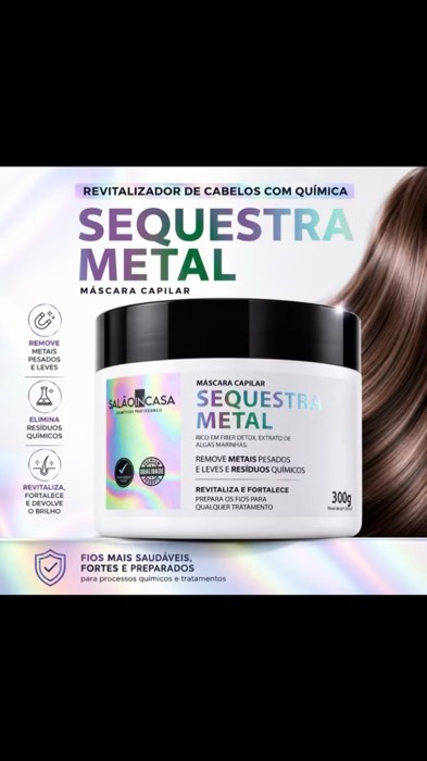 Máscara Capilar Sequestra Metal Fios fortes e prontos para tratamentos #SequestraMetal #CabeloTratado #CuidadoCapilar #ProdutosCapilares