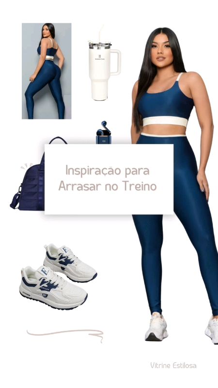 Inspiração para Arrasar na Academia. #fitness #conjunto #roupadeacademia #modafemina #roupabonita #copotermico #fonebluetooth  #tenis #bolsa
