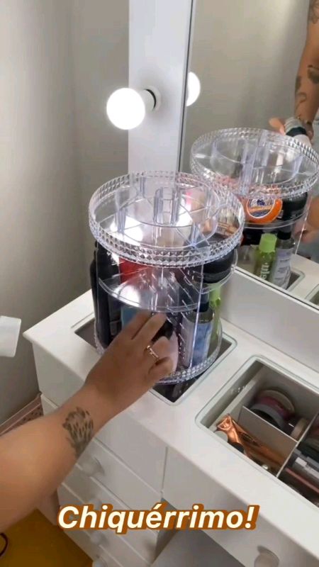 Organizador de cosméticos, maquiagem, em acrílico, giratório 360°. #organizador #suporte #maquiagem  #acrílico