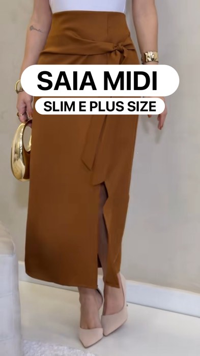 SAIA MIDI FEMININA SUPER ELEGANTE ✨ opção slim e plus size (confira na sacolinha no vídeo) 😍 #roupa #roupas #plussize #moda #modafeminina #amei