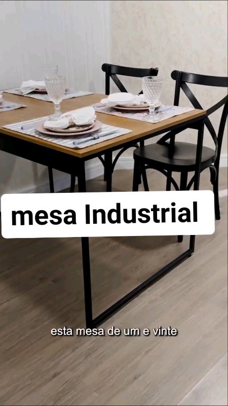 Mesa Industrial 120x80cm para Cozinha e Jantar – Tampo MDF Amadeirado e Base Metalon. #mesaindustrial #mesa #mesaforte #cozinha #jantar