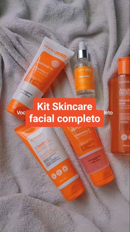 Kit Skincare clareador facial completo com vitamina C. #skincare #vitaminac #clareador #clareadorfacial #pelerejuvenescida #cuidadosfaciais #rosto