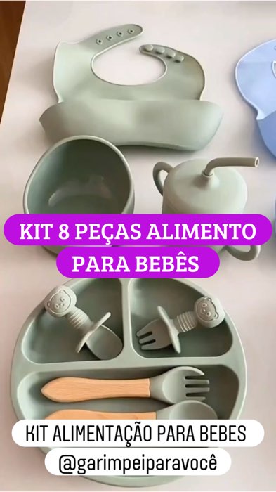￼✨kit 8 Peças Talheres alimentação Ventosa Canudo Colher Babador Garfo✨#kitinfantil #alimentacao #ventosa #canudo #colher #babador #baby #bebe #talher