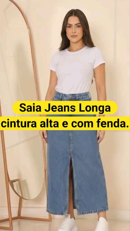 #SaiaJeans #saiajeanslonga #saiajeanscomprida #saiacinturaalta #saiafenda #saiajeansfenda #modacrista #cristã #modafeminina #Promo #promocao