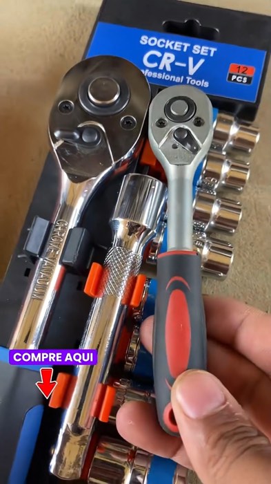 Soquete Sextavado 1/2 Catraca 12 Peças 10 a 24mm com Extensão #soquete #chave #chavedeboca #ferramenta #moto #carro #motor #sextavado