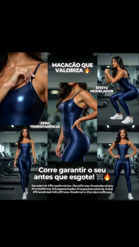 Macacão Fitness Academia Poliamida Feminino Zero Transparência #academia #fitnessfeminino #lookfitness #treinofeminino #modafitness #shopeeachados #ro
