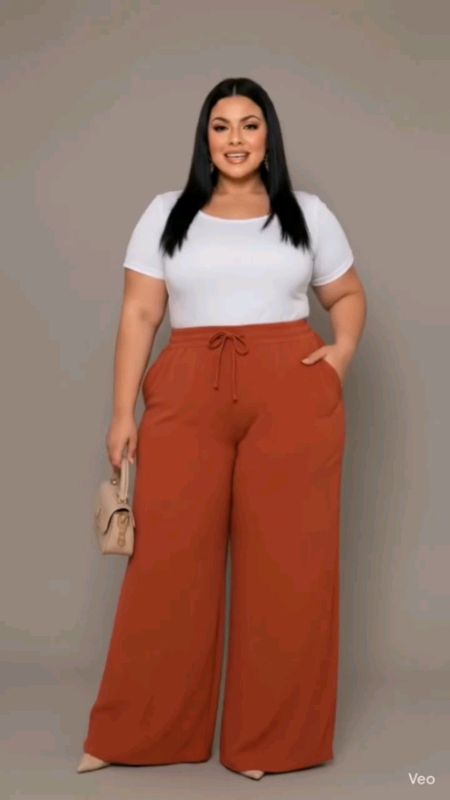 Calça feminina plus size G1 G2 G3 G4 G5 G6 Wide Leg #calçafeminina #calçaplussize #calçawideleg #widelegplusSize #modaplussize #modafeminina