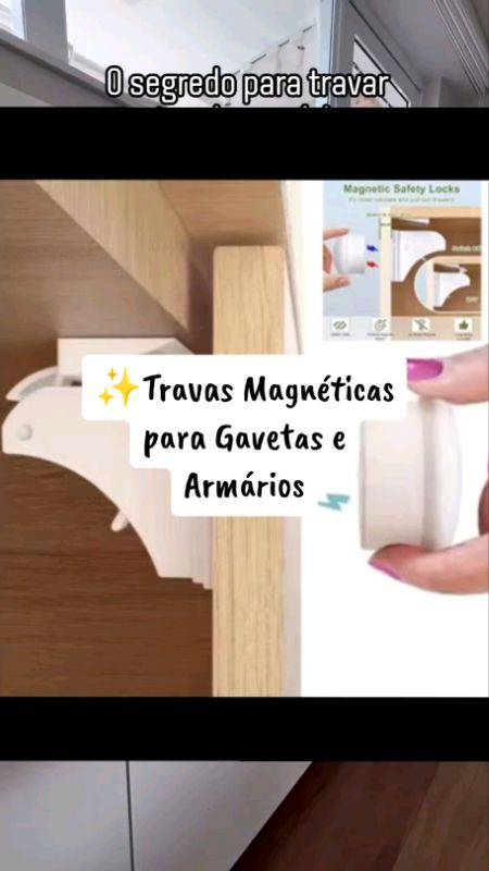 Kit Travas Magnéticas para Gaveta e Armário | Segurança sem Furos #segurancainfantil #travaparagaveta #travadearmario #casasegura #shopeevideos