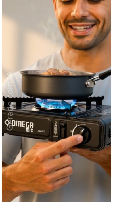 Fogareiro portátil a gás camping com maleta fogão compacto para pesca e passeio .