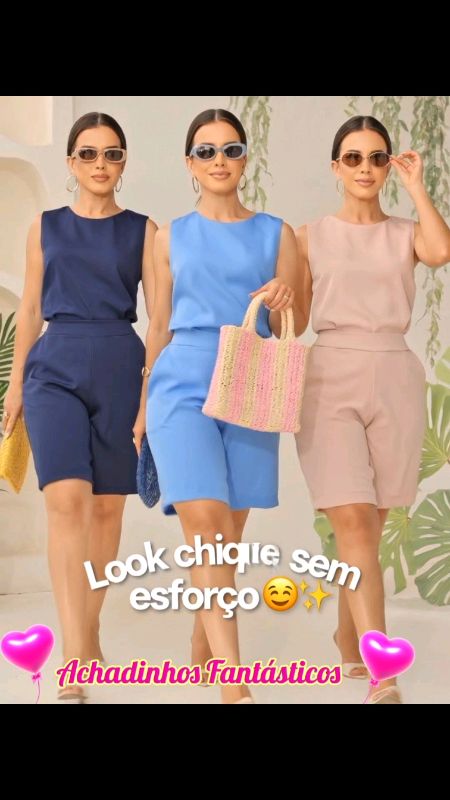 Conjunto Alfaiataria Feminino Short Mais Blusa Casual #conjuntofeminino #blusashort #conjuntocasual