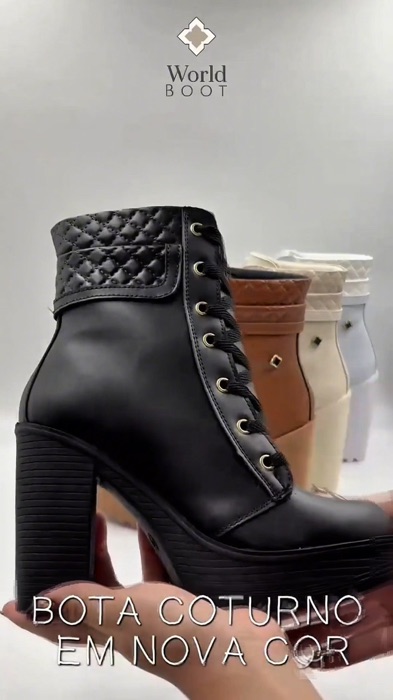 Coturno Bota Feminina Salto Plataforma Alto Cano Medio Confortavel Moda Lançamento Marrom #botacanobaixo #BotaFeminina #botasaltoalto #bota #botas