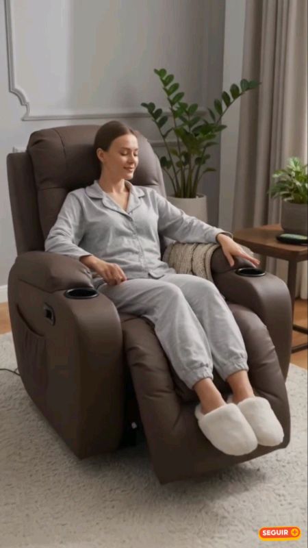 Poltrona de Massagem Caramelo Reclinável Automática Com Aquecedor e USB Ideal Para Relaxar em Casa#poltronademassagem #poltronareclinavel #poltrona